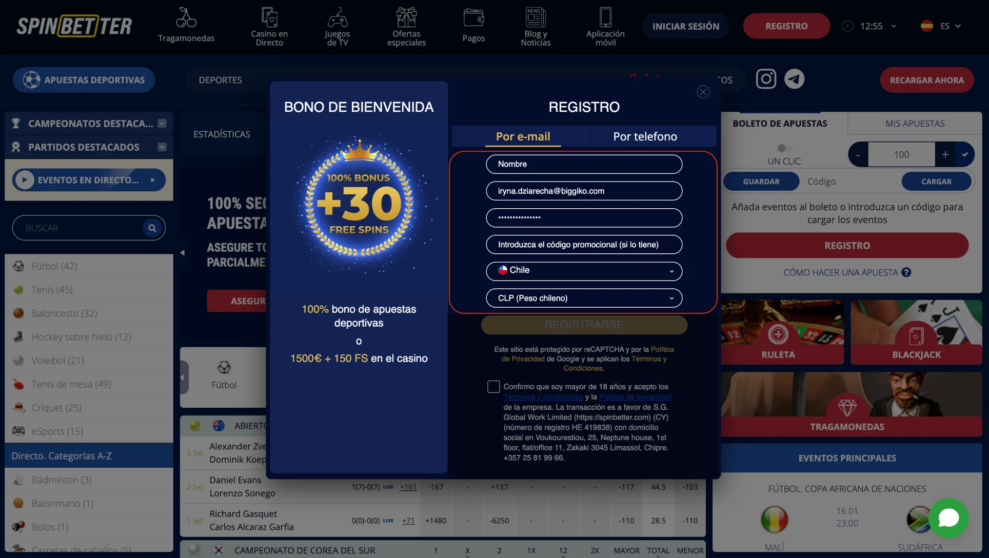 Spinbetter Casino – Registro e Login