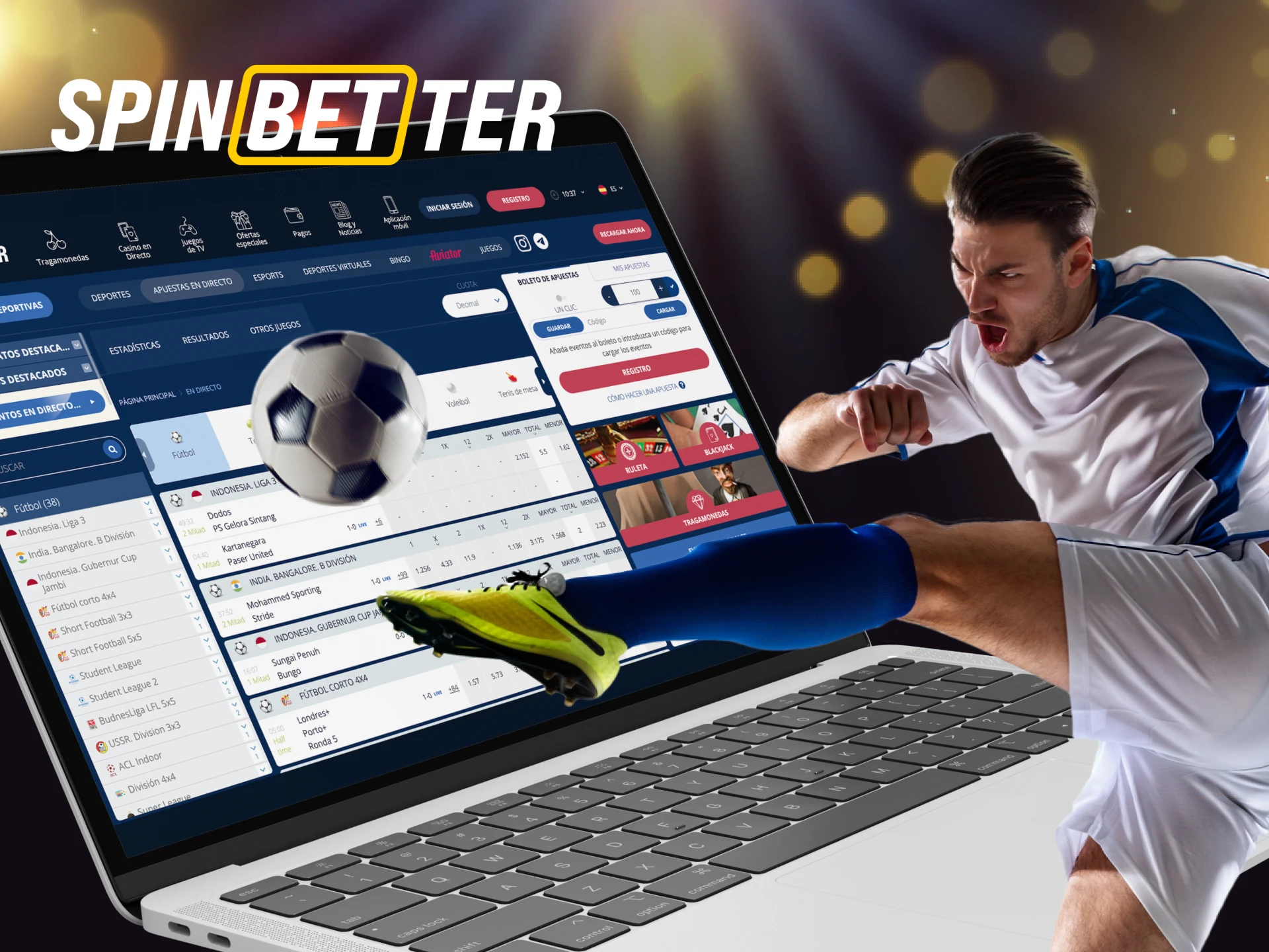 En el sitio web de Spinbetter puedes apostar en fútbol.