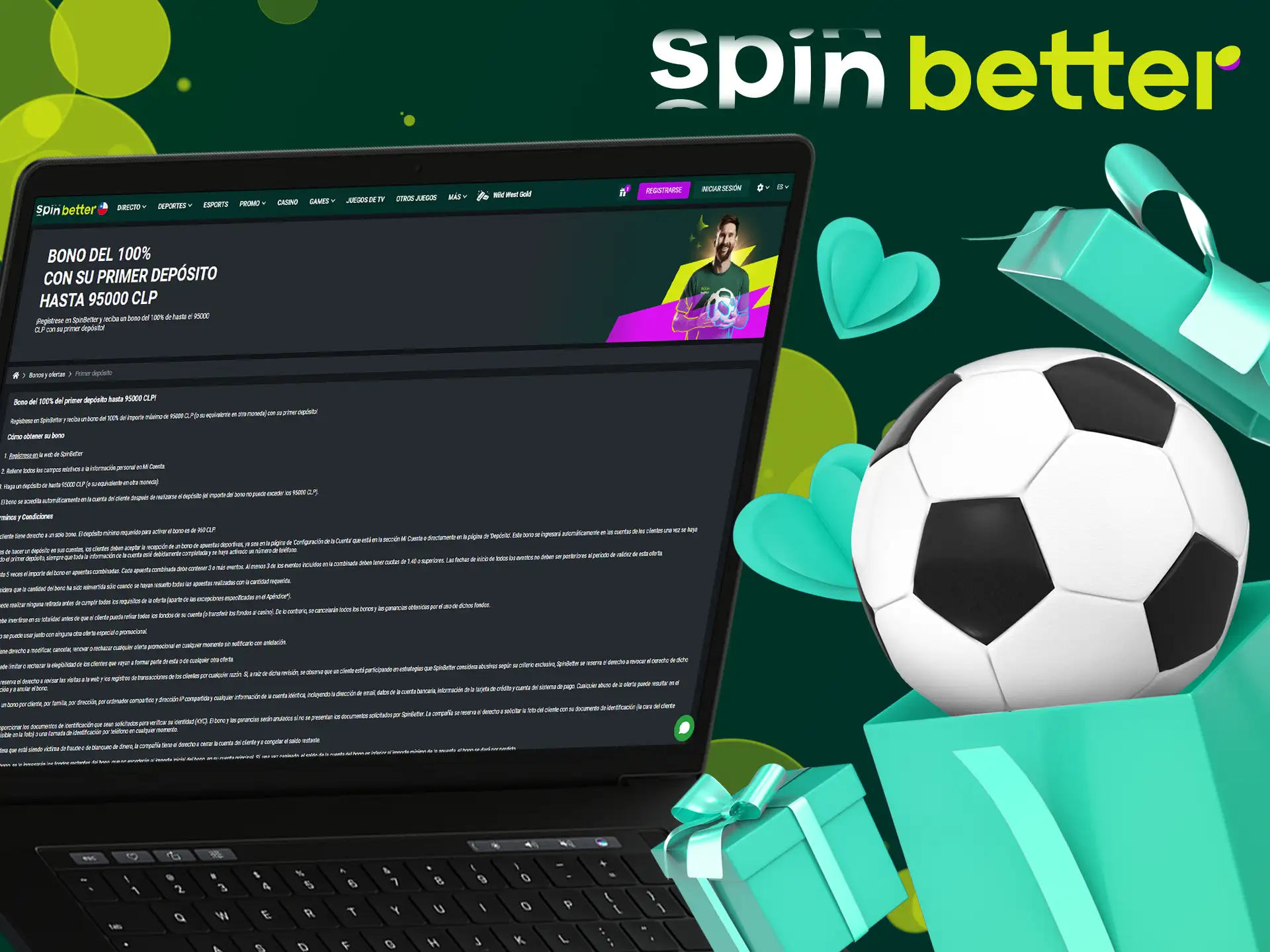 Consigue un bono de apuestas deportivas al ingresar fondos en tu cuenta en Spinbetter.