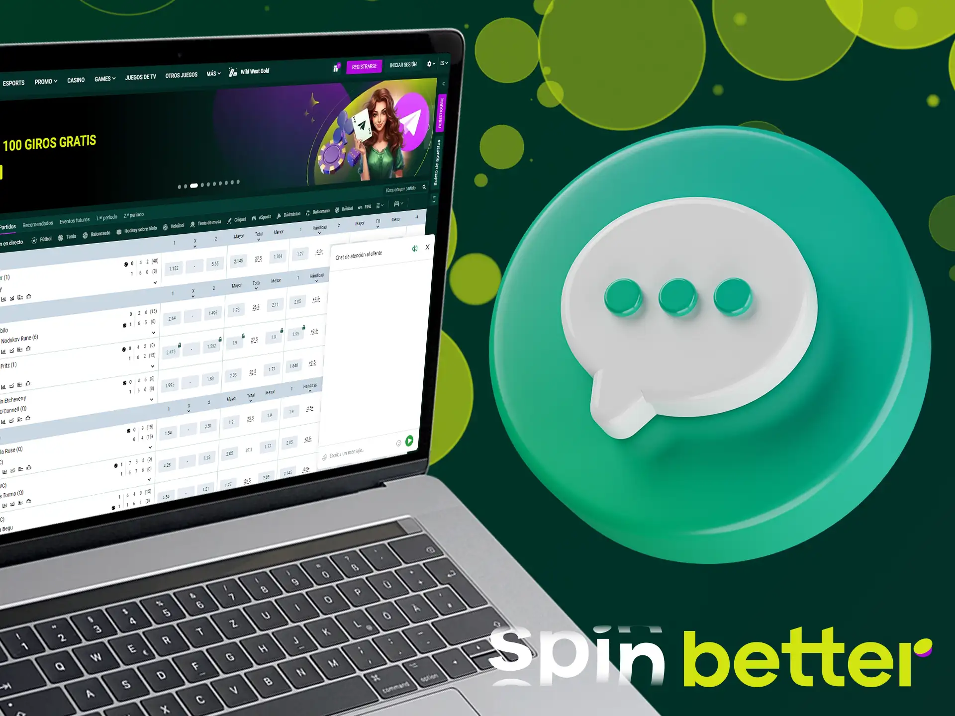 Spinbetter ofrece chat en vivo con atención al cliente.