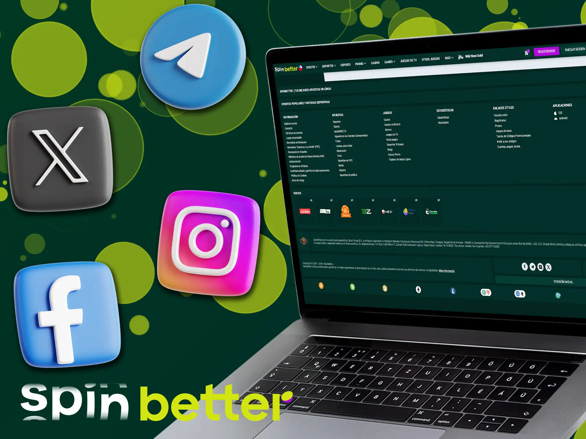 Suscríbete a las cuentas de Spinbetter en las redes sociales para estar al día de las últimas noticias.