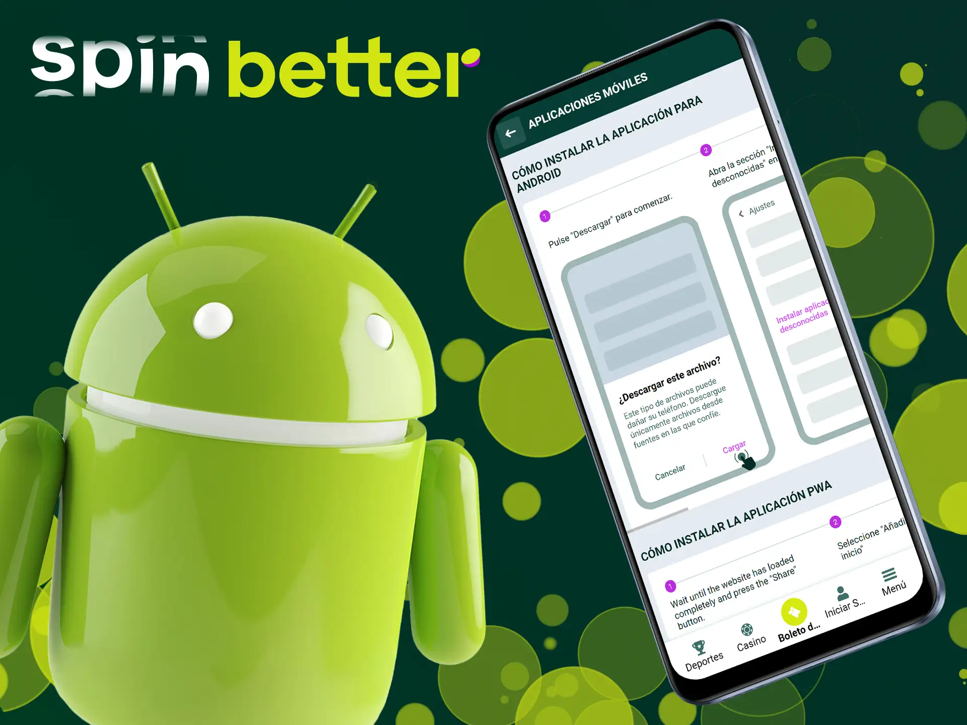 La aplicación Spinbetter tiene una versión para teléfonos Android.